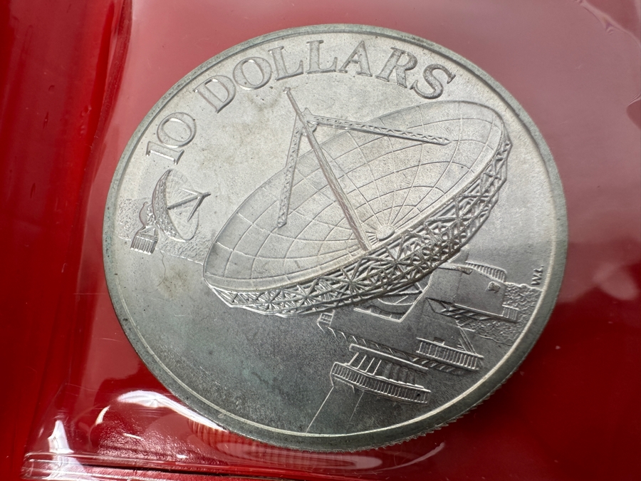 1979 Singapore $10 Dollar Silver Coin Communications Satellites .500 Fineness 31.1g [Photo 3]