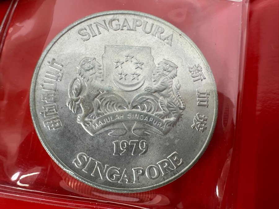 1979 Singapore $10 Dollar Silver Coin Communications Satellites .500 Fineness 31.1g