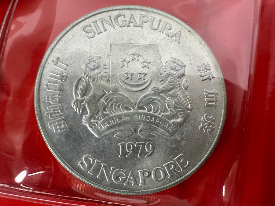 1979 Singapore $10 Dollar Silver Coin Communications Satellites .500 Fineness 31.1g [Photo 2]