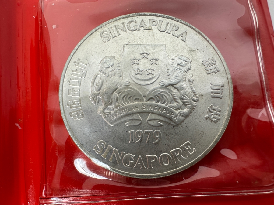 1979 Singapore $10 Dollar Silver Coin Communications Satellites .500 Fineness 31.1g