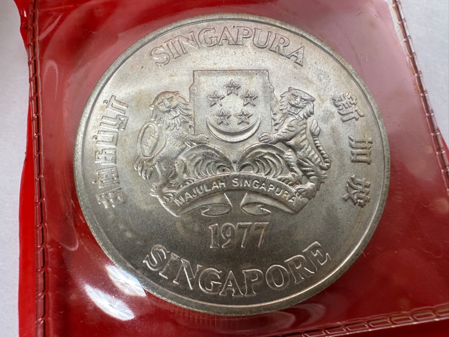 1977 Singapore $10 Dollar Silver Coin Independence .500 Fineness 31.1g [Photo 1]