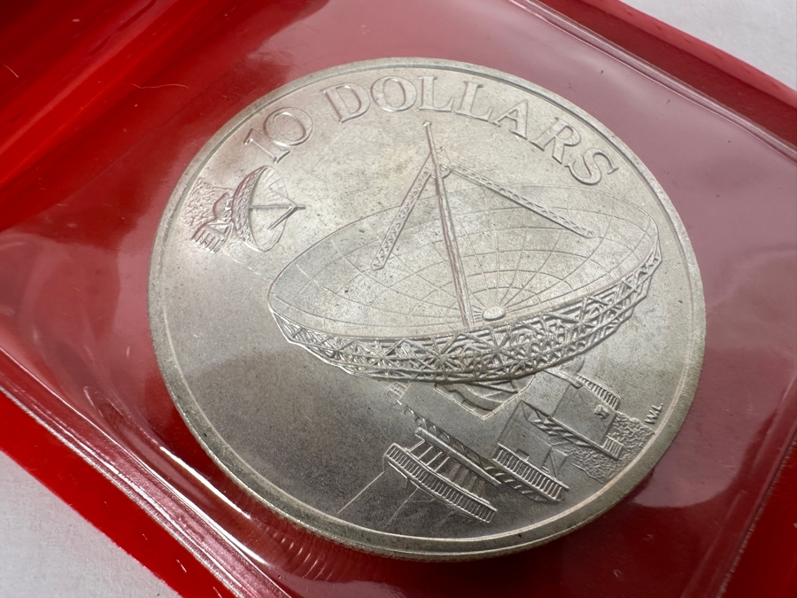1978 Singapore $10 Dollar Silver Coin Communications Satellites .500 Fineness 31.1g [Photo 3]