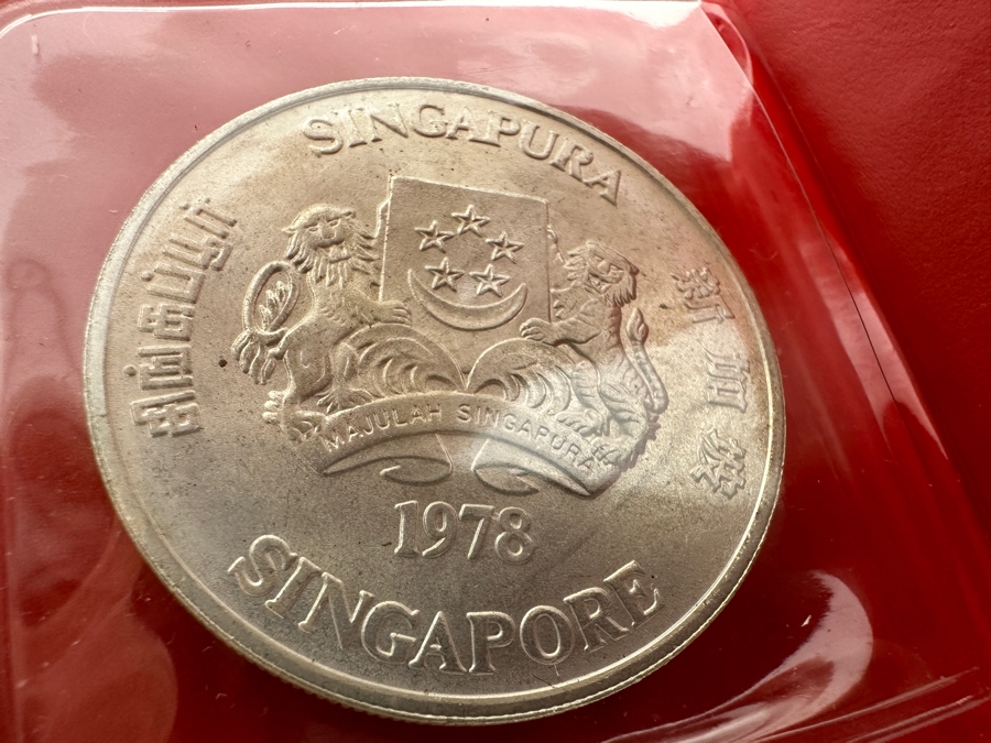 1978 Singapore $10 Dollar Silver Coin Communications Satellites .500 Fineness 31.1g [Photo 1]