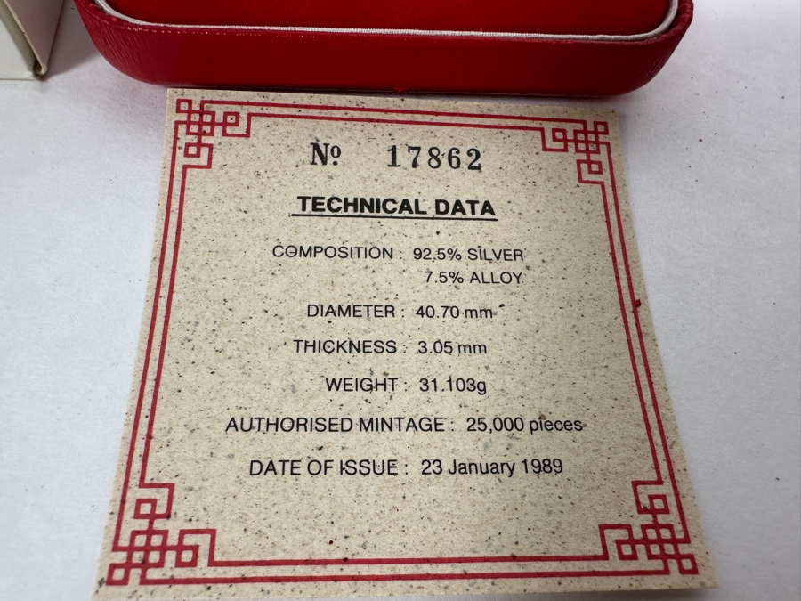 Rare 1989 Singapore $10 Dollar Silver Proof Coin 92.5% Sterling Silver 31.1g Limited To 25,000 Year Of The Snake [Photo 5]