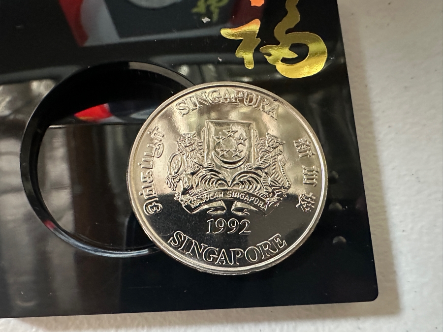 Uncirculated Singapore $10 Coins: 2 X 1991 Year Of The Goat And 2 X 1992 Year Of The Monkey - 4 Coins [Photo 12]
