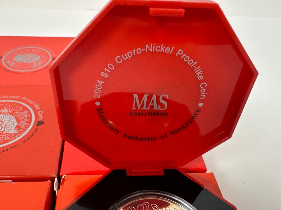 Singapore $10 Dollar Proof-Like Coins From 1993-2004: 1993,94,95,96,97,98,99,00,01,02,03,2004 Monetary Authority Of Singapore - 12 Coins Copper-Nickel Composition [Photo 6]