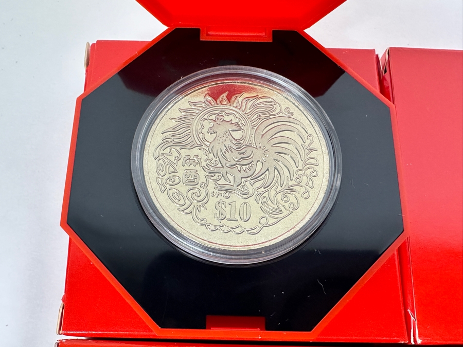 Singapore $10 Dollar Proof-Like Coins From 1993-2004: 1993,94,95,96,97,98,99,00,01,02,03,2004 Monetary Authority Of Singapore - 12 Coins Copper-Nickel Composition [Photo 3]