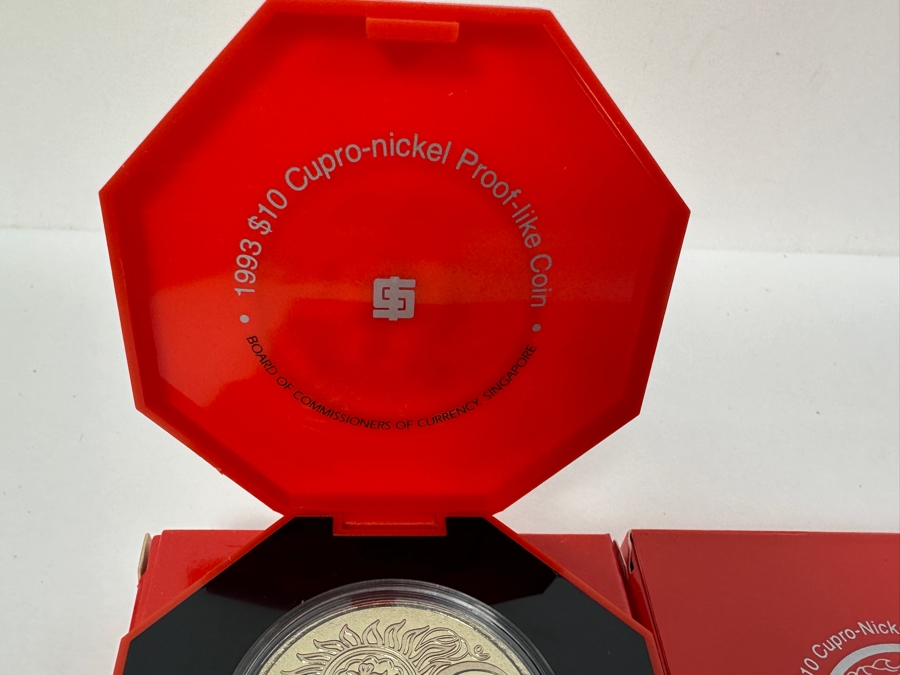 Singapore $10 Dollar Proof-Like Coins From 1993-2004: 1993,94,95,96,97,98,99,00,01,02,03,2004 Monetary Authority Of Singapore - 12 Coins Copper-Nickel Composition [Photo 7]