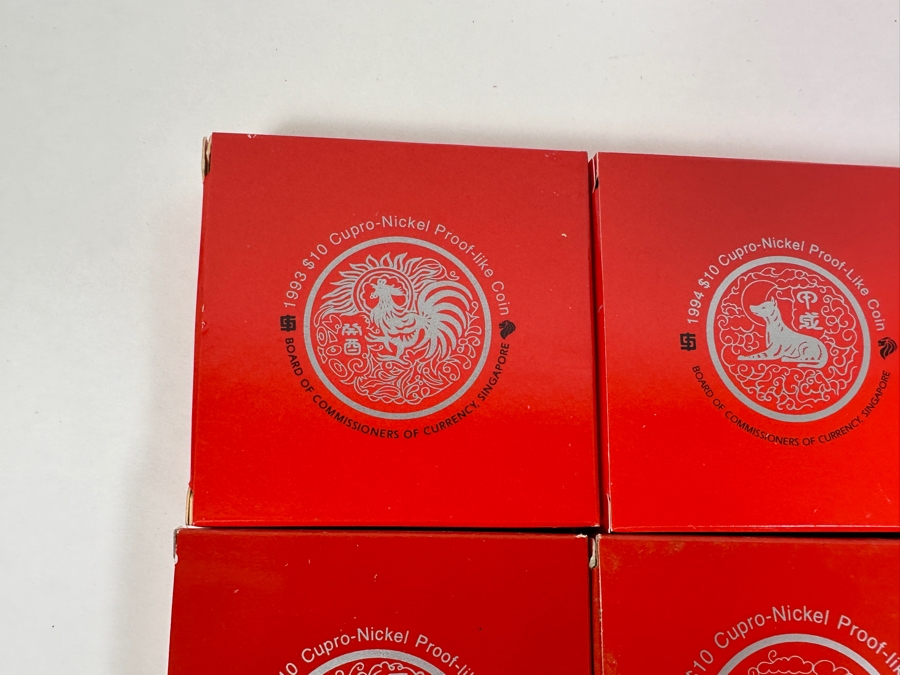 Singapore $10 Dollar Proof-Like Coins From 1993-2004: 1993,94,95,96,97,98,99,00,01,02,03,2004 Monetary Authority Of Singapore - 12 Coins Copper-Nickel Composition [Photo 5]