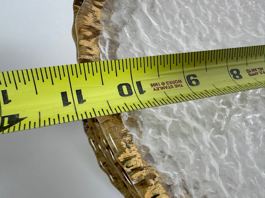 Hand Painted Gold Rim Glass (11) 11' Plates And (1) Large 13' Bowl IVV Made In Italy [Photo 7]