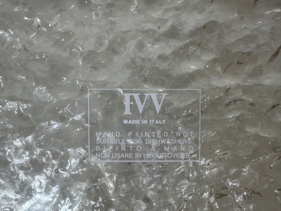 Hand Painted Gold Rim Glass (11) 11' Plates And (1) Large 13' Bowl IVV Made In Italy [Photo 4]