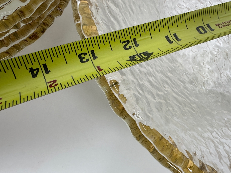 Hand Painted Gold Rim Glass (11) 11' Plates And (1) Large 13' Bowl IVV Made In Italy [Photo 8]