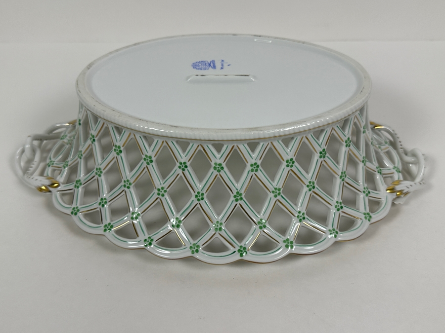Herend Hand Painted Porcelain Reticulated Dish 13.5W X 9D X 3H [Photo 9]