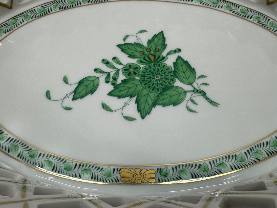Herend Hand Painted Porcelain Reticulated Dish 13.5W X 9D X 3H [Photo 5]