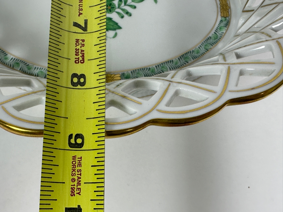 Herend Hand Painted Porcelain Reticulated Dish 13.5W X 9D X 3H [Photo 11]