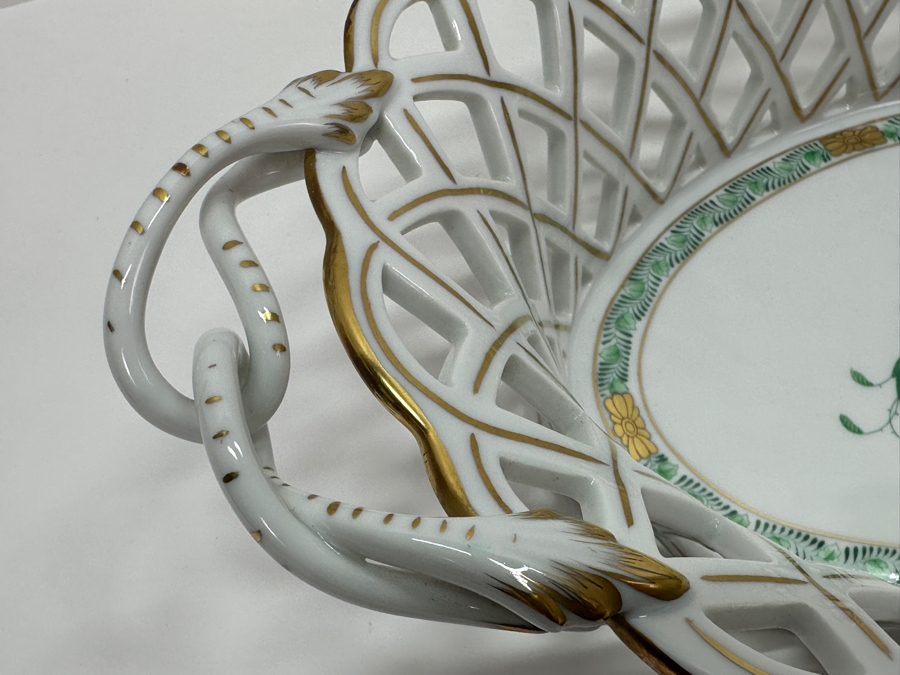 Herend Hand Painted Porcelain Reticulated Dish 13.5W X 9D X 3H [Photo 6]