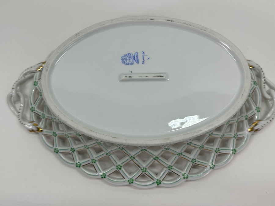 Herend Hand Painted Porcelain Reticulated Dish 13.5W X 9D X 3H [Photo 7]