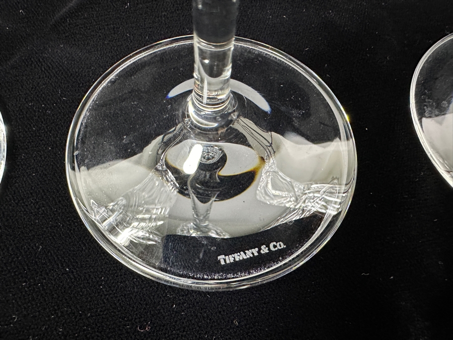 (4) Tiffany & Co. Crystal Champagne Flutes Plaid With Original Tiffany & Co. Boxes 9 1/8'H [Photo 9]