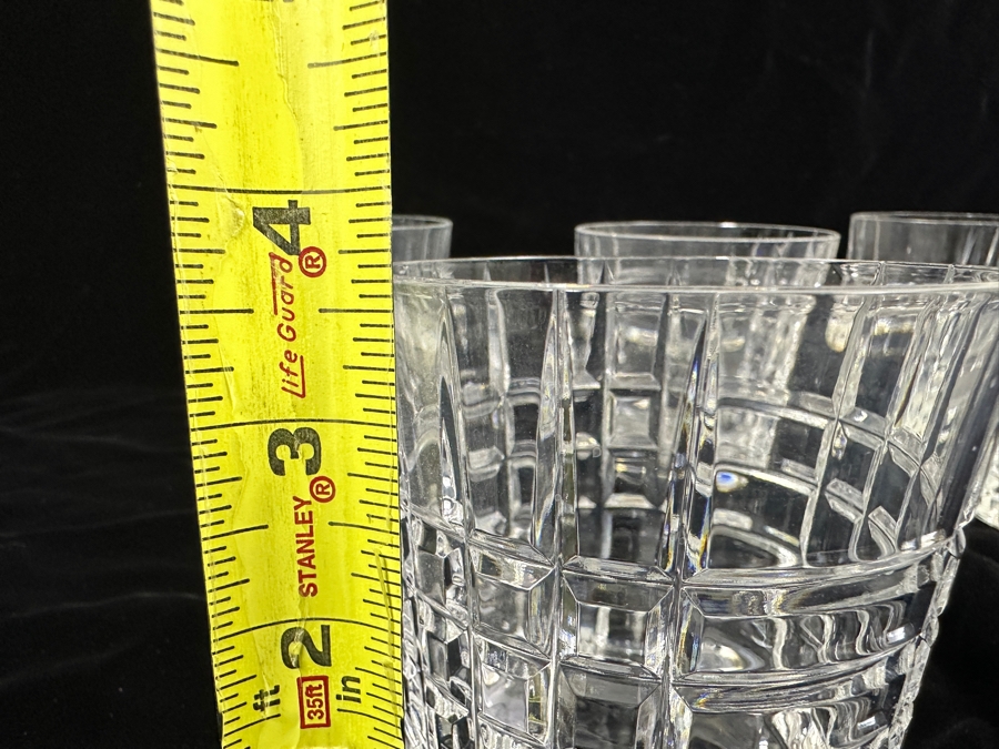 (6) Tiffany & Co. Crystal Plaid Double Old Fashioned Glasses Mostly New With Tags 3 5/8'H [Photo 8]