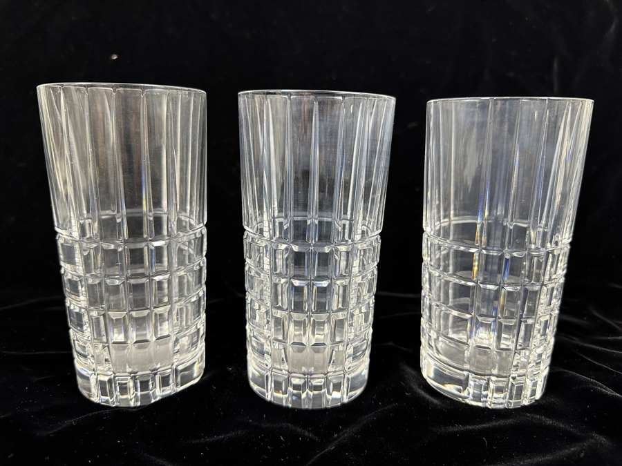 (3) Tiffany & Co. Crystal Plaid Highball Glasses 5 5/8'H [Photo 3]