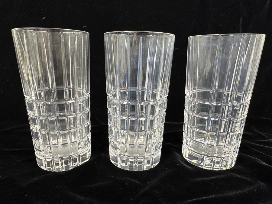 (3) Tiffany & Co. Crystal Plaid Highball Glasses 5 5/8'H [Photo 2]