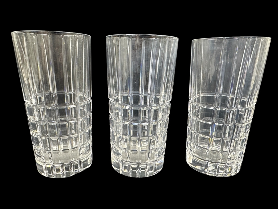 (3) Tiffany & Co. Crystal Plaid Highball Glasses 5 5/8'H [Photo 1]