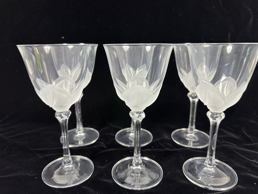 (6) Cristal D'Arques J. G. Durand Florence Stemware Glasses 6 5/8H [Photo 3]