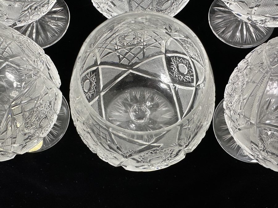 (12) Vintage Bohemia Hand Cut Lead Crystal Brandy Snifter Stemware Glasses Made In Czechoslovakia 4 5/8H [Photo 8]