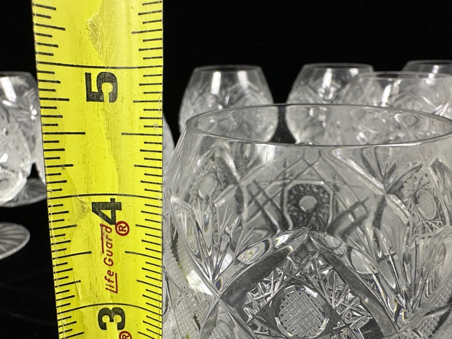 (12) Vintage Bohemia Hand Cut Lead Crystal Brandy Snifter Stemware Glasses Made In Czechoslovakia 4 5/8H [Photo 11]