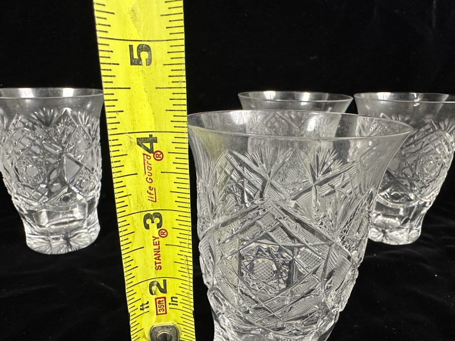(4) Vintage Bohemia Hand Cut Lead Crystal Glasses Made In Czechoslovakia 4H [Photo 7]