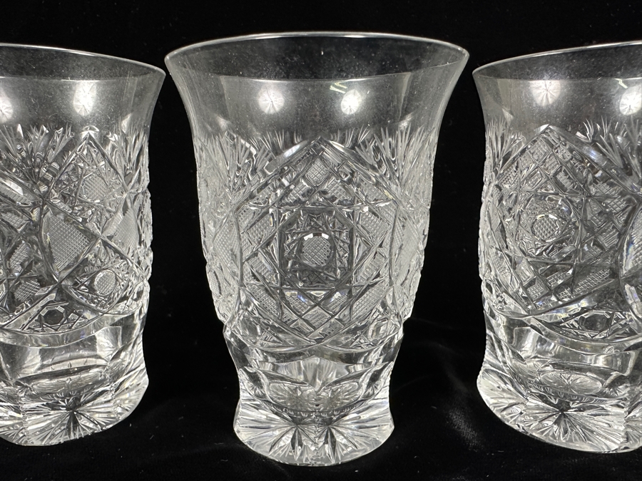 (4) Vintage Bohemia Hand Cut Lead Crystal Glasses Made In Czechoslovakia 4H [Photo 4]