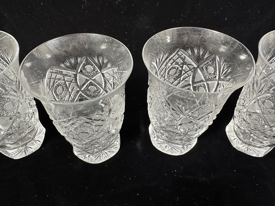 (4) Vintage Bohemia Hand Cut Lead Crystal Glasses Made In Czechoslovakia 4H [Photo 5]