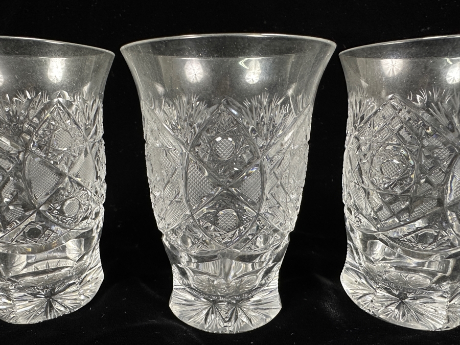 (4) Vintage Bohemia Hand Cut Lead Crystal Glasses Made In Czechoslovakia 4H [Photo 3]