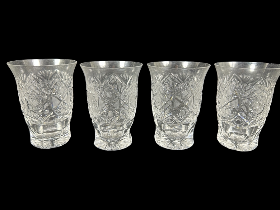 (4) Vintage Bohemia Hand Cut Lead Crystal Glasses Made In Czechoslovakia 4H