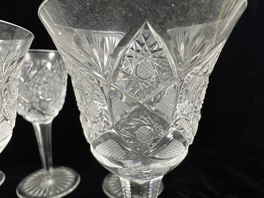 (8) Vintage Bohemia Hand Cut Lead Crystal Stemware Glasses Made In Czechoslovakia 5H [Photo 4]