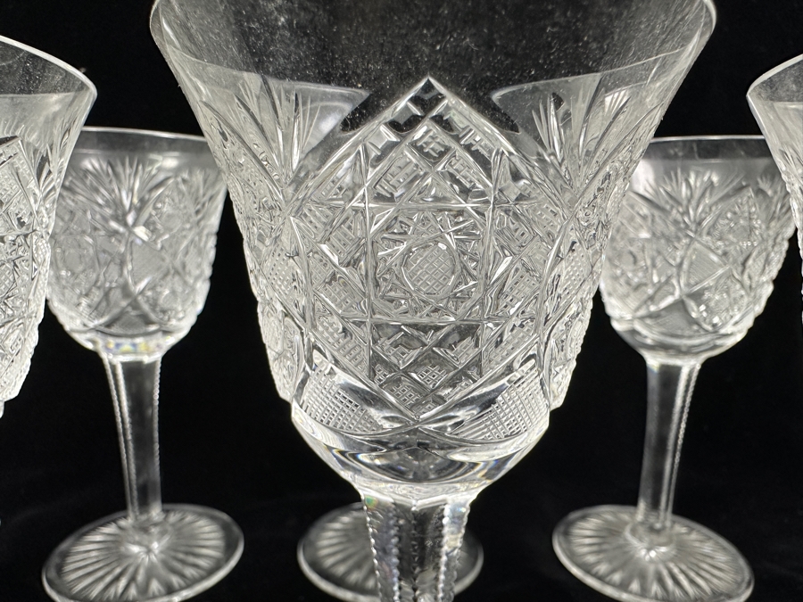 (8) Vintage Bohemia Hand Cut Lead Crystal Stemware Glasses Made In Czechoslovakia 5H [Photo 2]