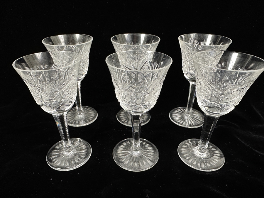 (6) Vintage Bohemia Hand Cut Lead Crystal Stemware Glasses Made In Czechoslovakia 4H [Photo 3]