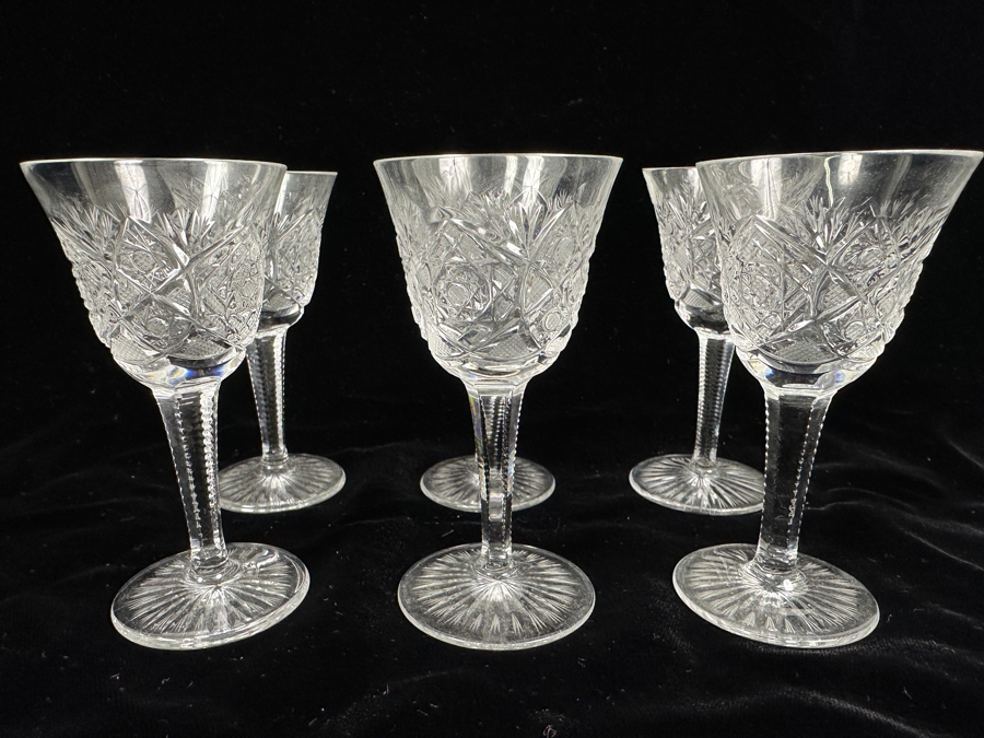 (6) Vintage Bohemia Hand Cut Lead Crystal Stemware Glasses Made In Czechoslovakia 4H [Photo 2]