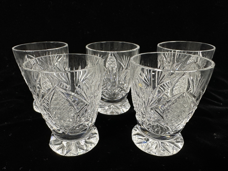 (5) Vintage Bohemia Hand Cut Lead Crystal Shot Glasses Made In Czechoslovakia 2.25H [Photo 3]