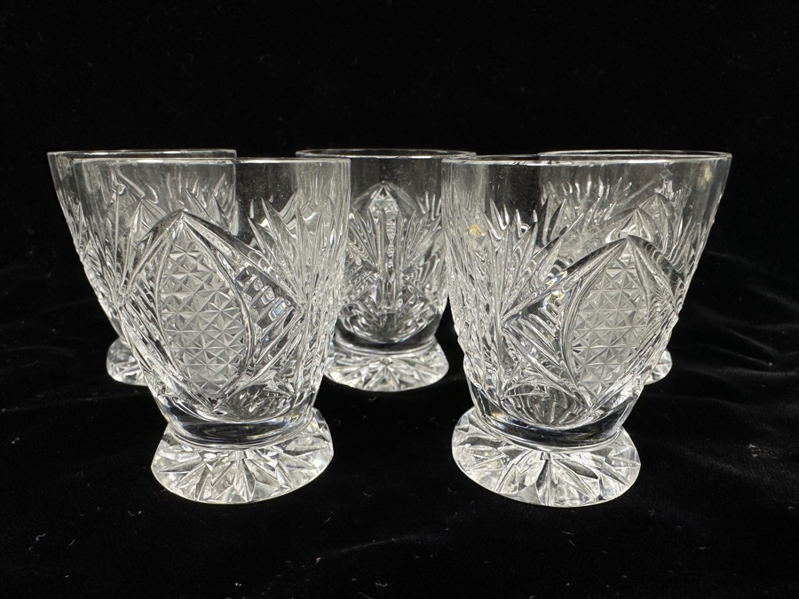 (5) Vintage Bohemia Hand Cut Lead Crystal Shot Glasses Made In Czechoslovakia 2.25H [Photo 2]