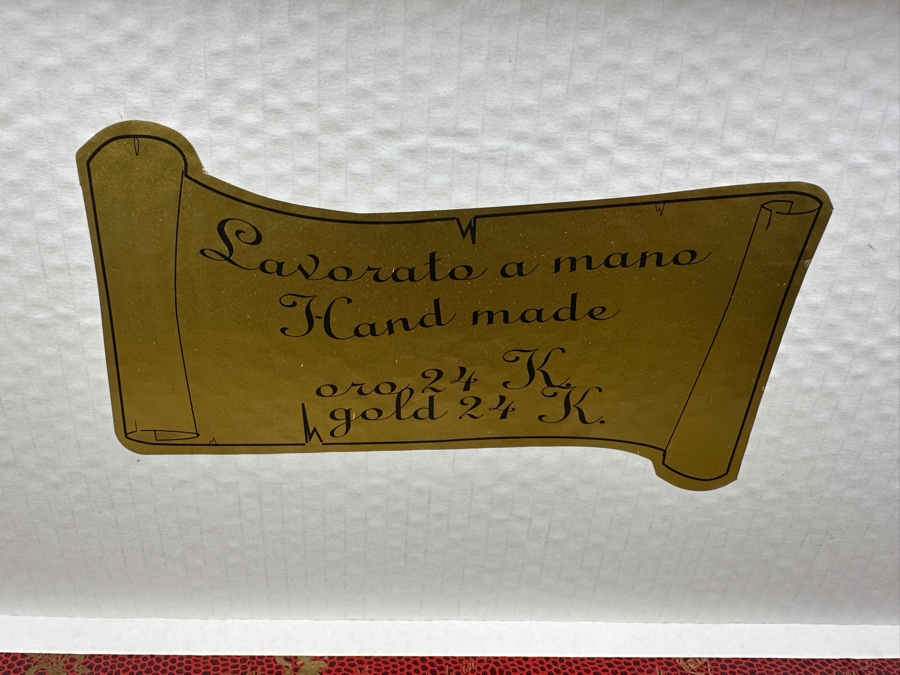 (6) New 24K Gold Rim Alfa & Omega Crystal Stemware Glasses Murano Italy In Original Box 7H [Photo 13]