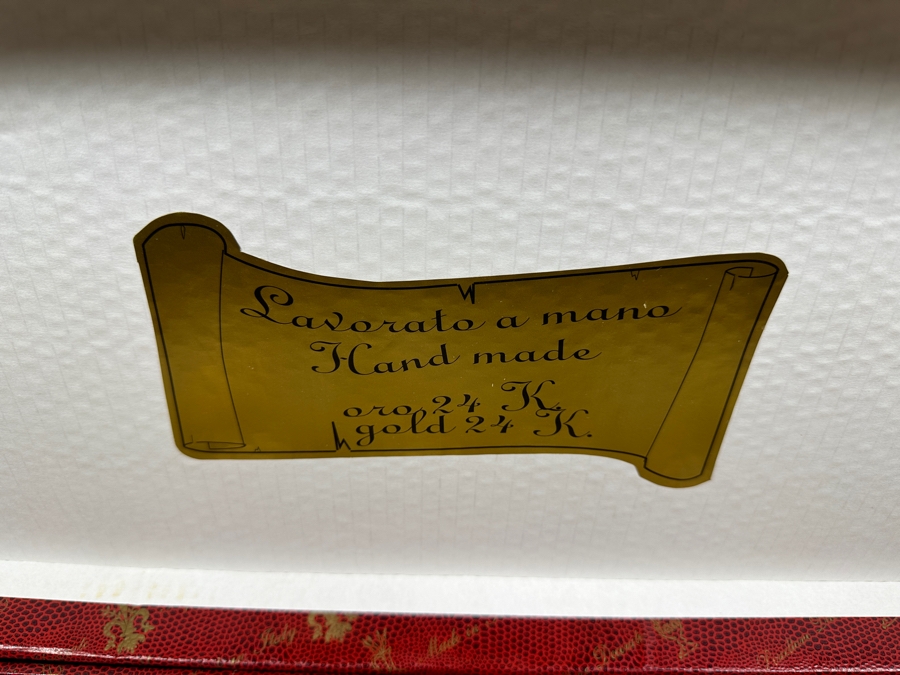 (6) New 24K Gold Rim Alfa & Omega Crystal Stemware Glasses Murano Italy In Original Box 7H [Photo 7]