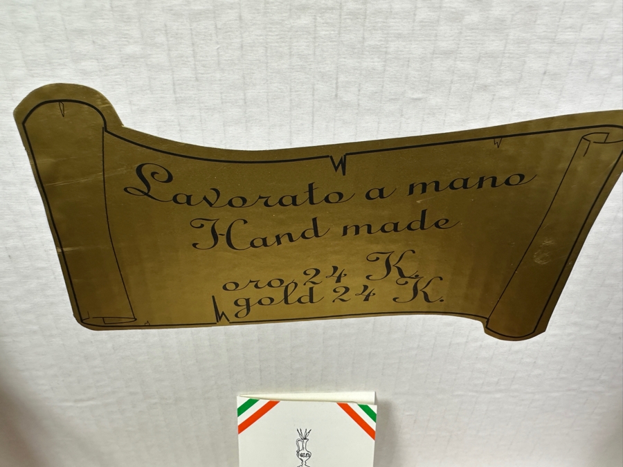 (6) New 24K Gold Rim Alfa & Omega Crystal Stemware Glasses Murano Italy In Original Box 5.5H [Photo 5]