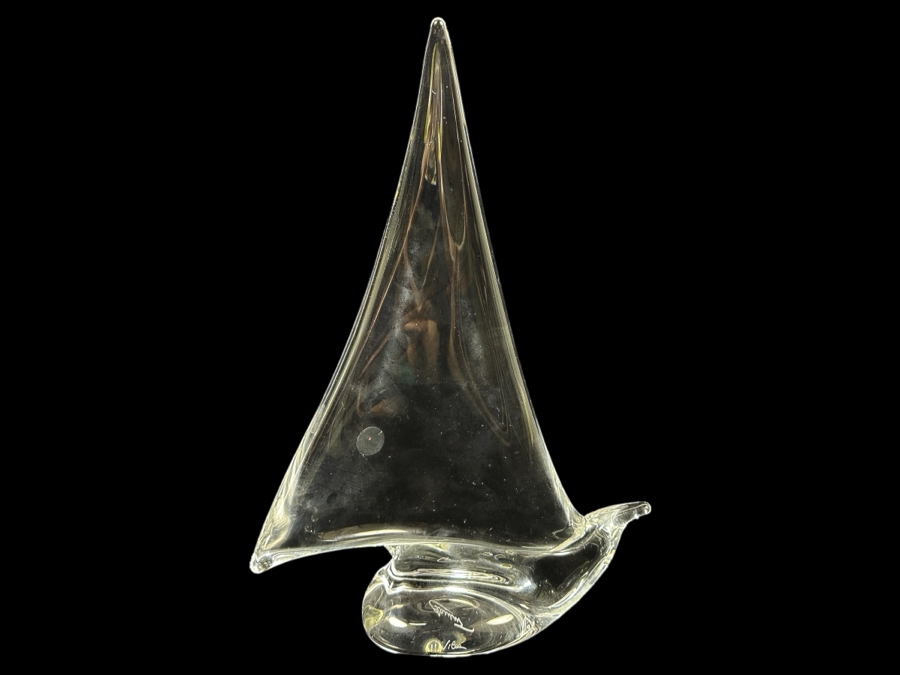 Vilca Italy Crystal Sailboat Sculpture Artist Signed 13.5H
