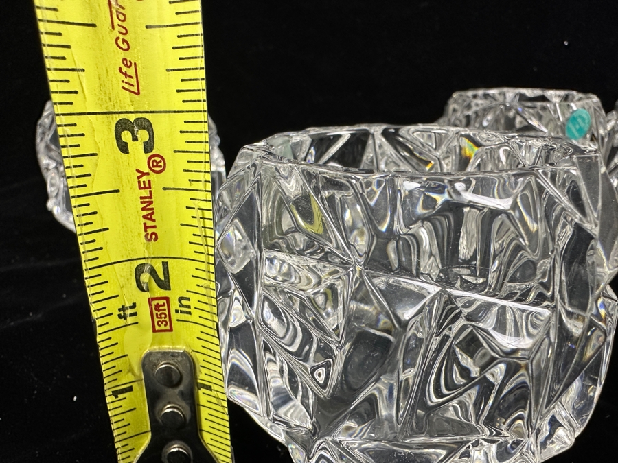 (4) New Tiffany & Co Crystal Rock Cut Crystal Candle Holders Votives 2.75H [Photo 10]