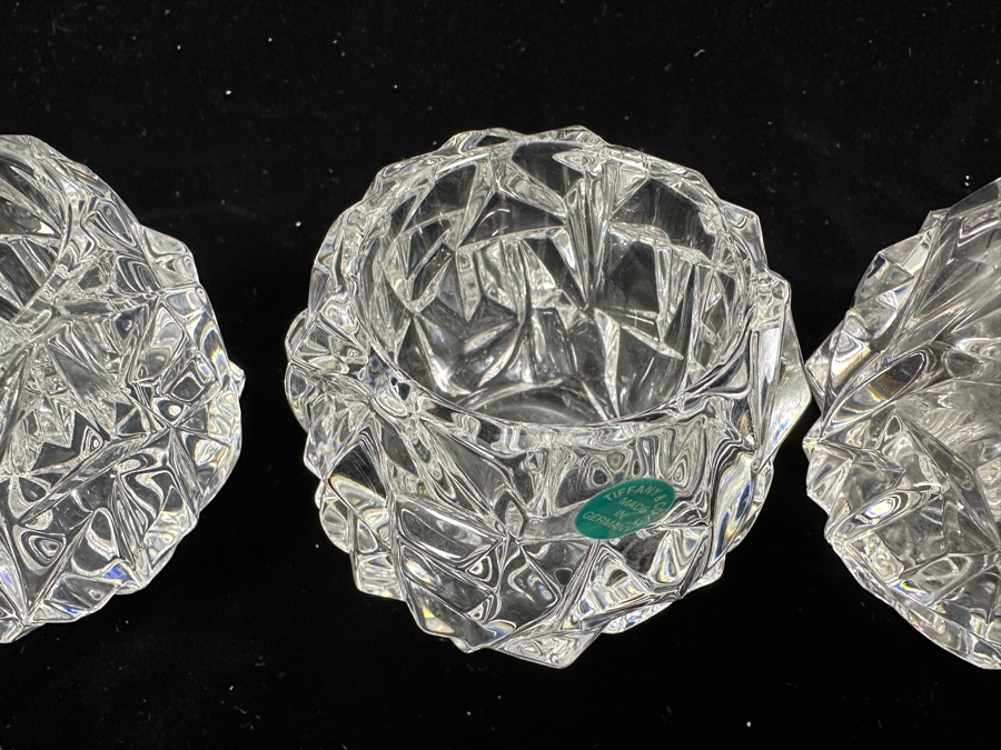 (4) New Tiffany & Co Crystal Rock Cut Crystal Candle Holders Votives 2.75H [Photo 8]