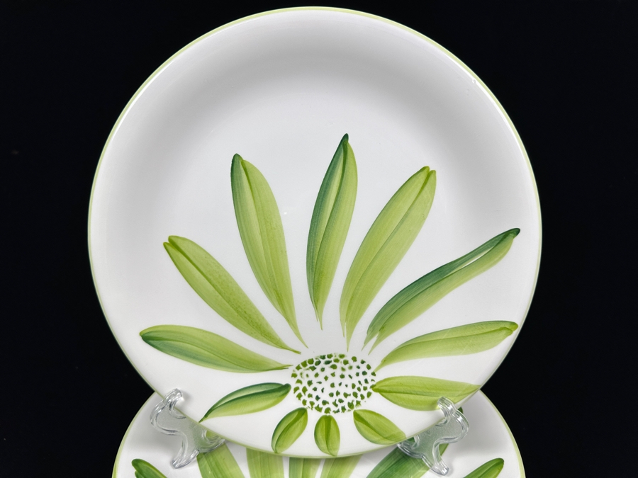 (8) Italian Hand Decorated 12' JRM Ceramic Plates With A Green Floral Design [Photo 2]
