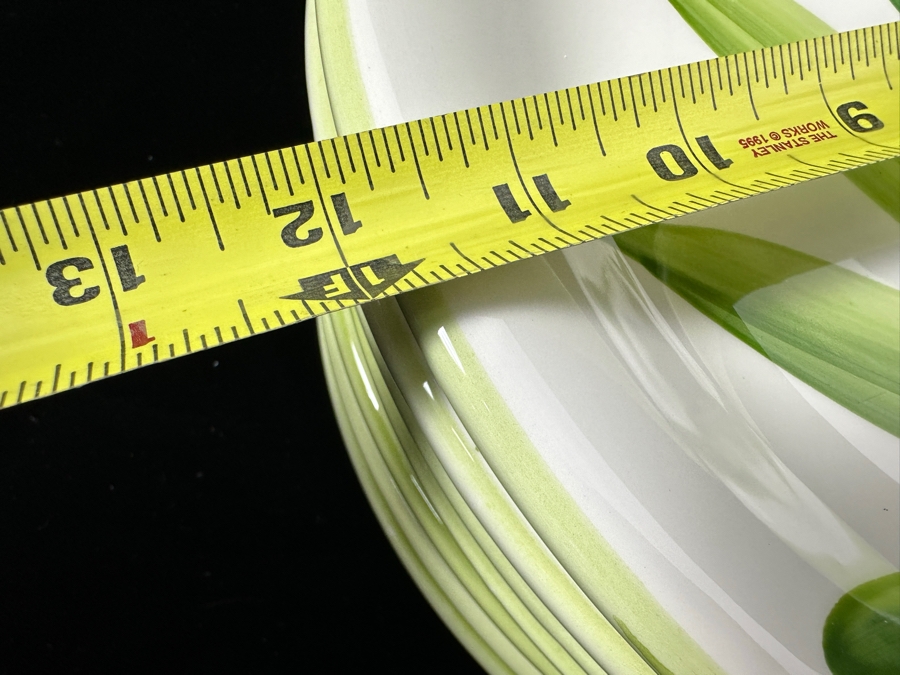 (8) Italian Hand Decorated 12' JRM Ceramic Plates With A Green Floral Design [Photo 6]