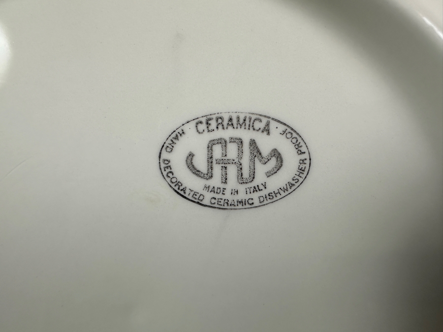 (8) Italian Hand Decorated 12' JRM Ceramic Plates With A Green Floral Design [Photo 4]