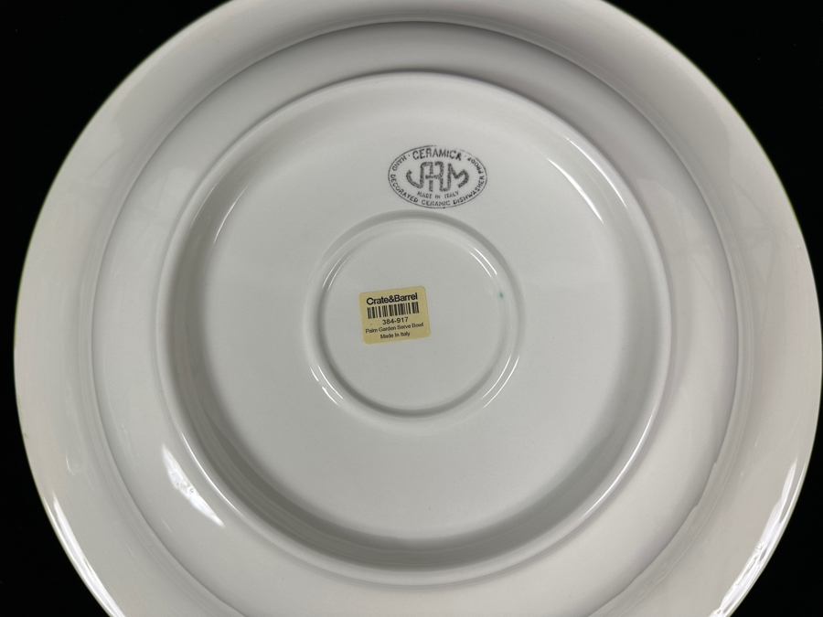 Italian Hand Decorated JRM Ceramic Palm Garden Serve Bowl 14W [Photo 4]